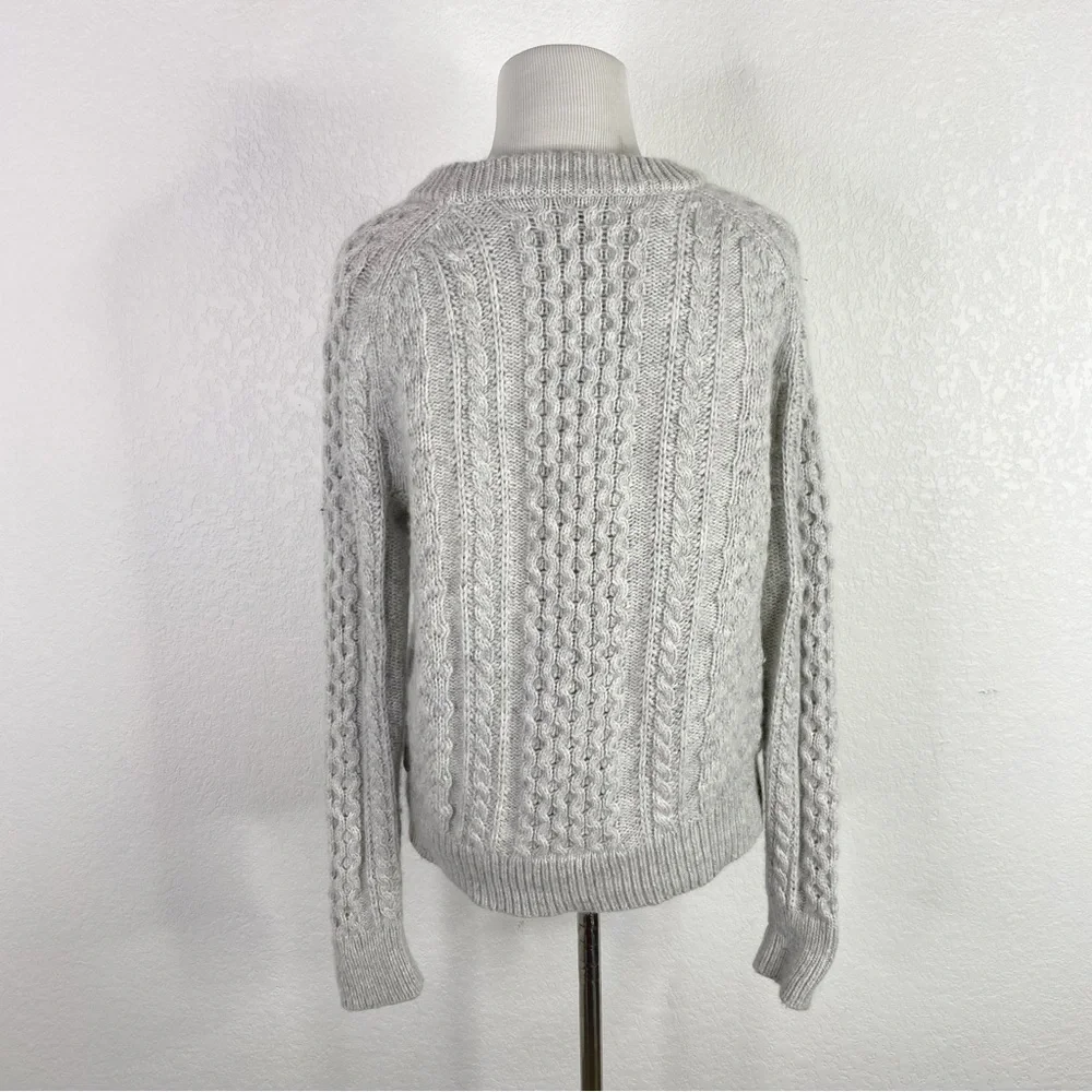 J. Crew Gray Popcorn Cable Knit Wool Blend Pullover Sweater - Picture 8 of 8